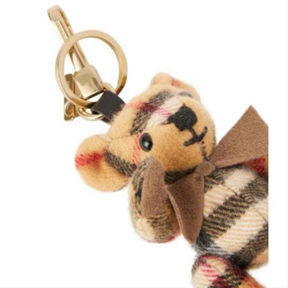 BURBERRY check cashmere Thomas bear key chain charm - Picture 2 of 3